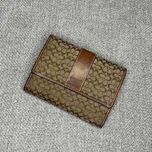 Vintage Coach Signature Monogram Trifold Wallet Y2K Red Leather